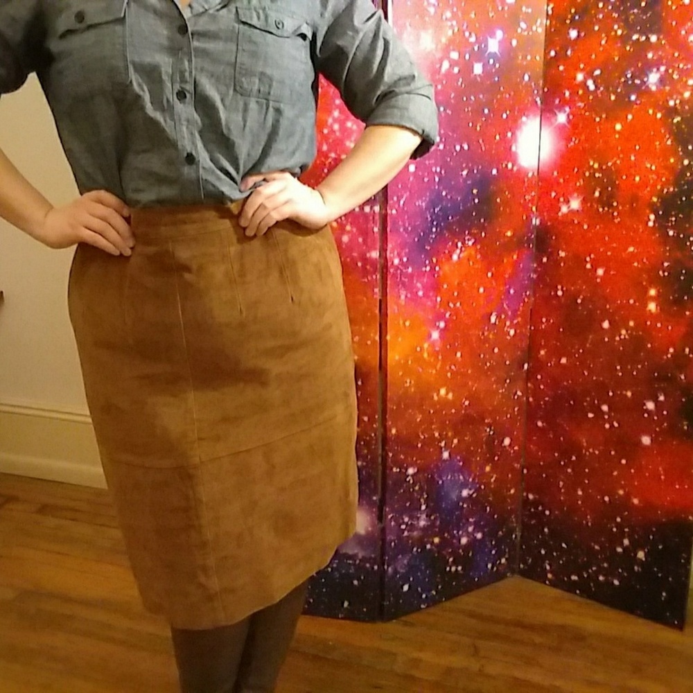 Vintage Suede Skirt (Authentic Suede Leather)